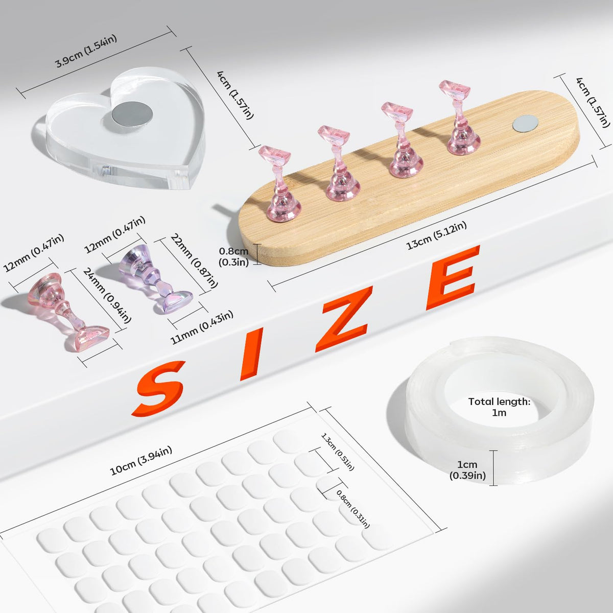 Base en forme de cœur du support d'ongles modelones