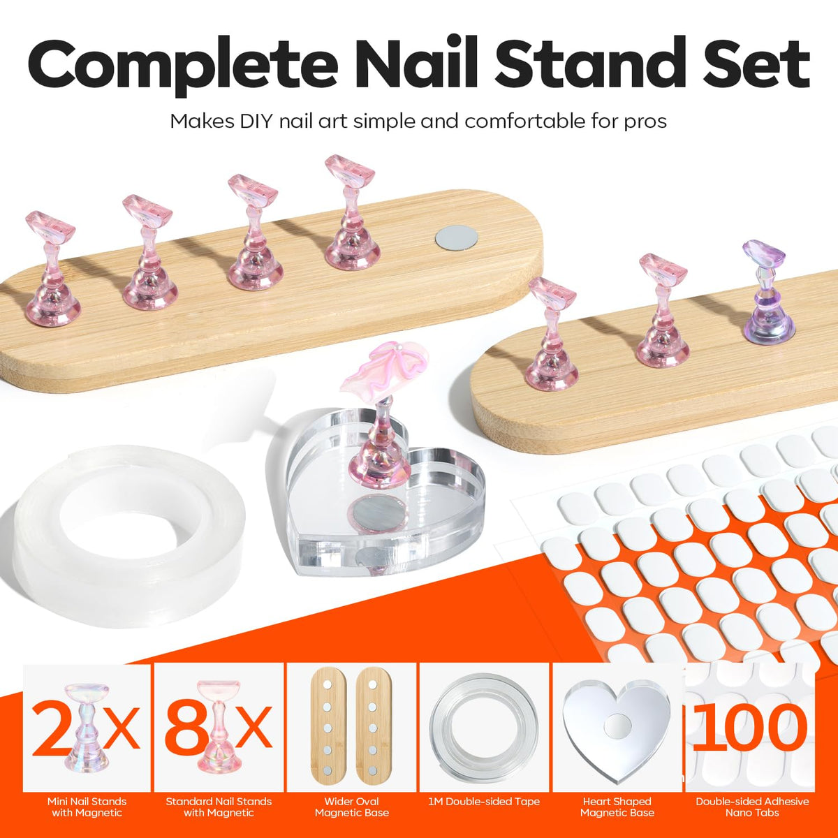 Base large du support d'ongles modelones vue de côté