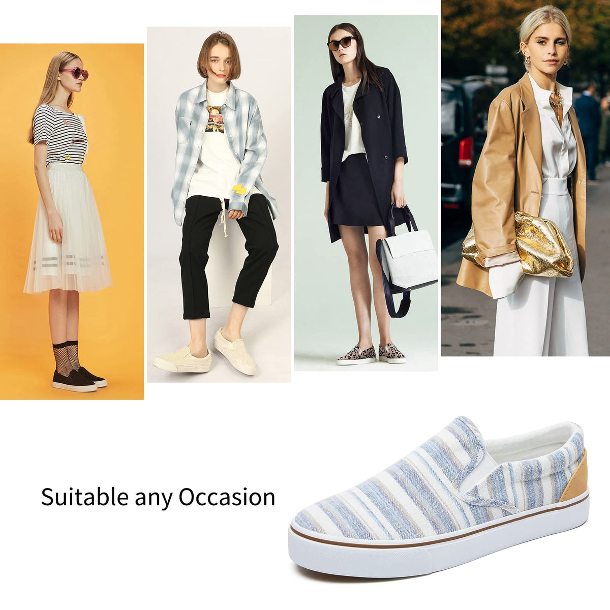 Baskets en toile slip-on bleu clair portées avec un jean