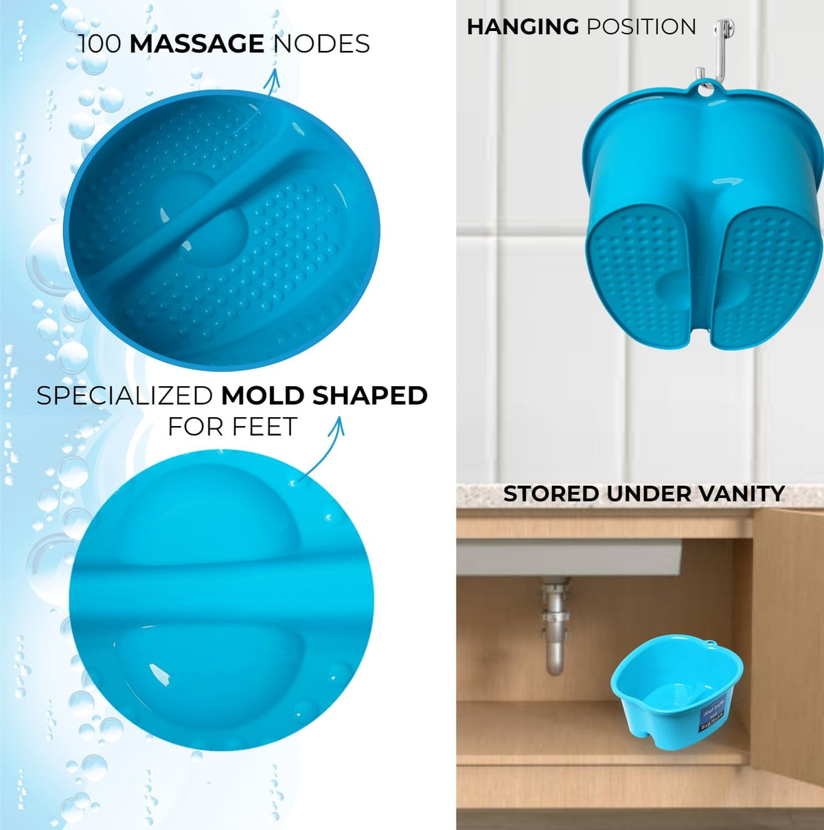Bassin de Bain pour Pieds Mantello bleu avec eau chaude