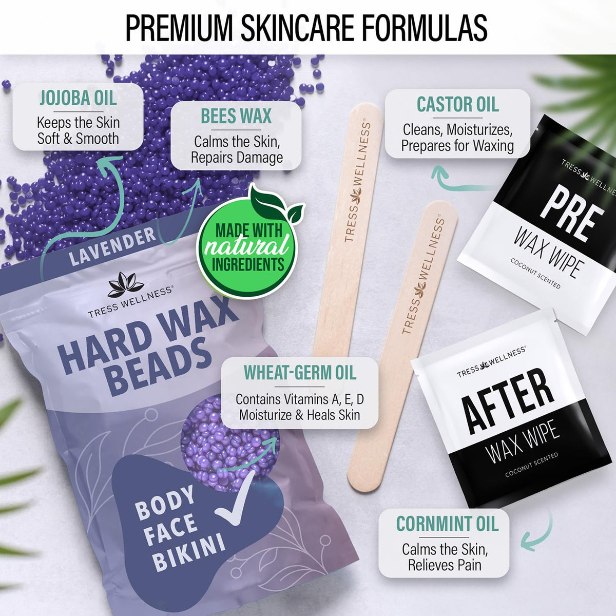 Bâtonnets de cire grands et petits du kit Tress Wellness