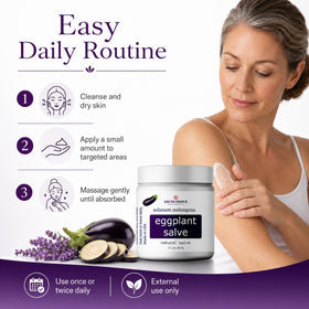 Baume à base d'aubergine en environnement naturel, mise en scène