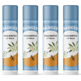 Baume à Lèvres Badger classique inodore, pack de 4