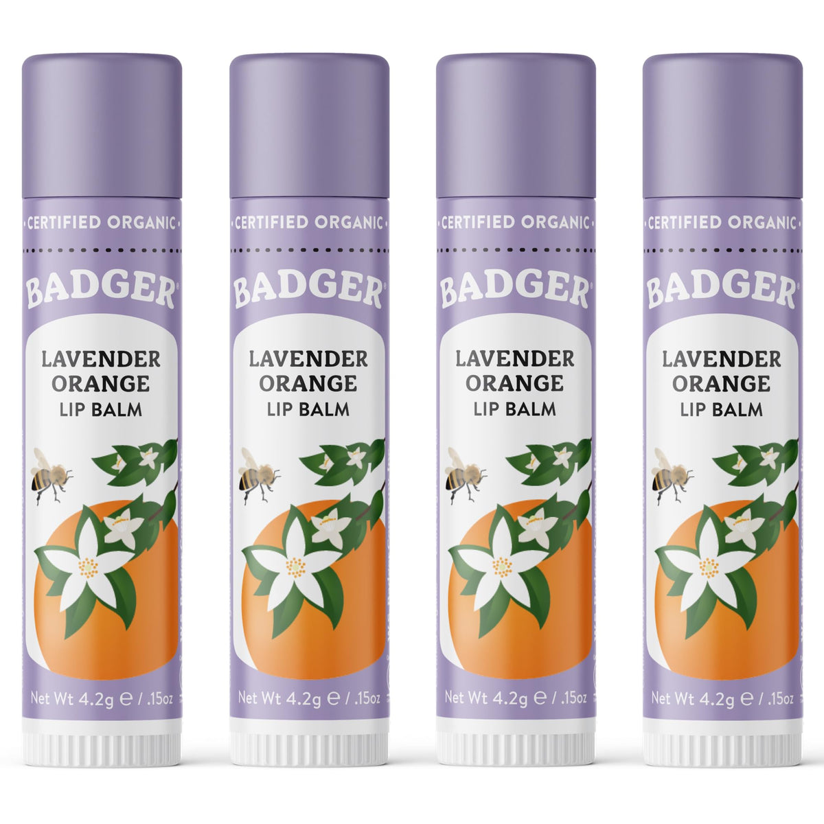 Baume à Lèvres Badger Orange Lavande pack de 4