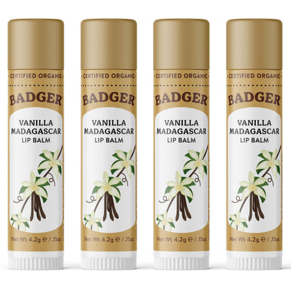 Baume à lèvres Badger Vanille Madagascar 4 pack vue de face
