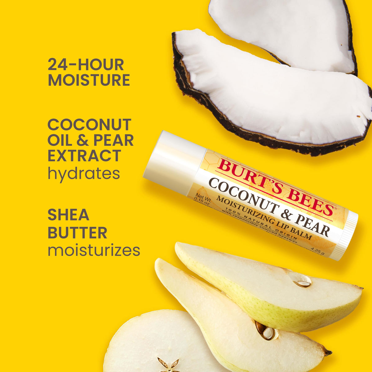 Baume à Lèvres Burt's Bees Coco et Poire - tube arrière