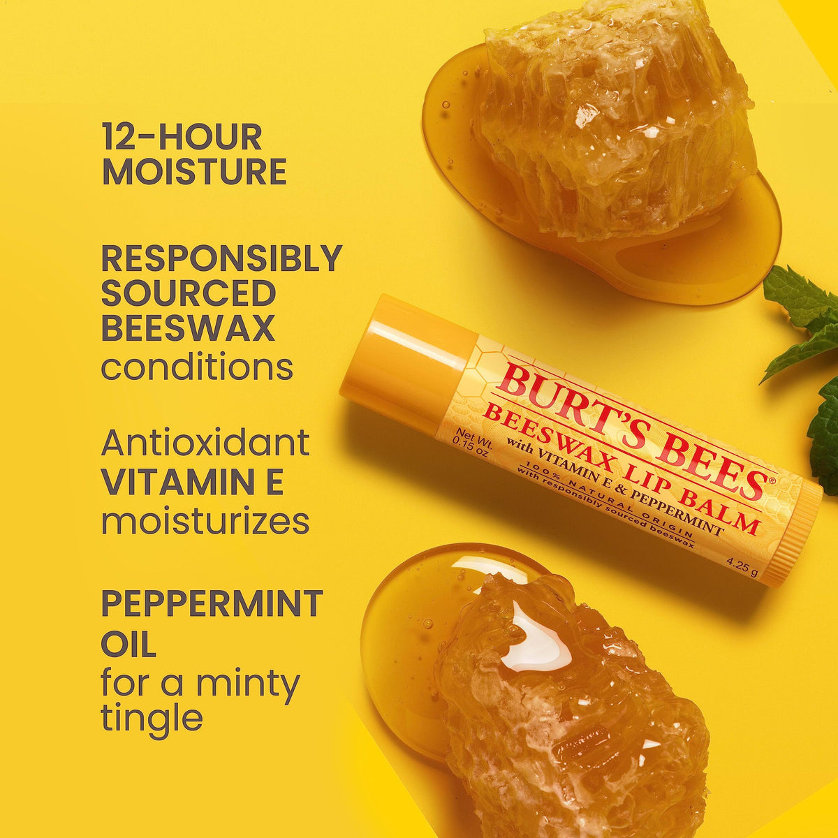 Baume à Lèvres Burt's Bees Original Beeswax 4,25 g tube arrière