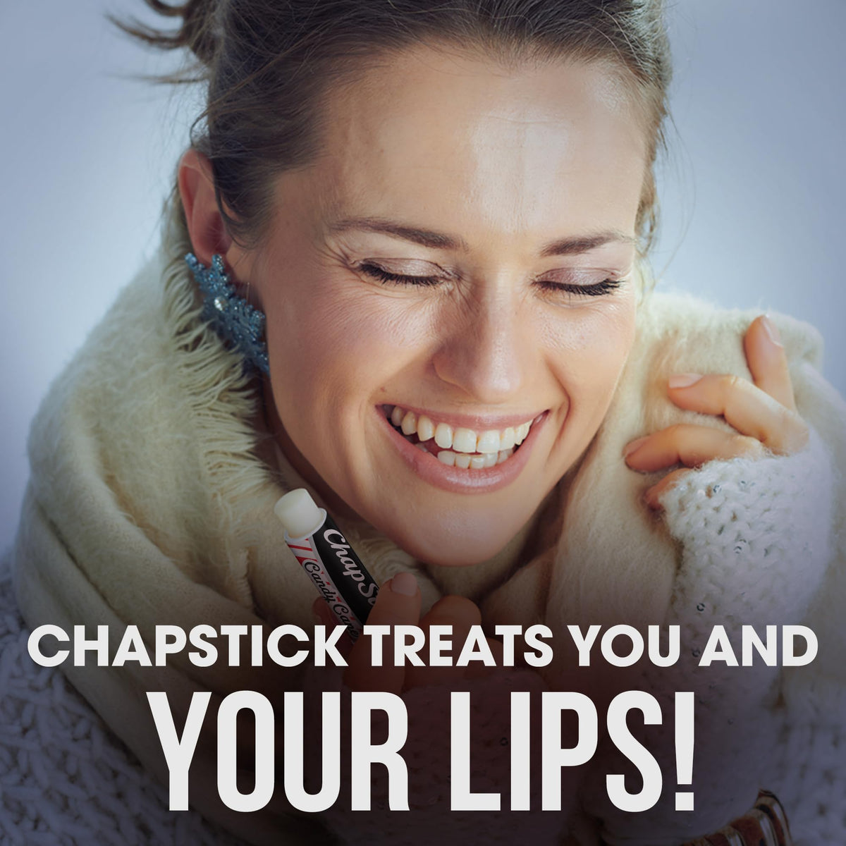Baume à Lèvres ChapStick Candy Cane sur fond blanc
