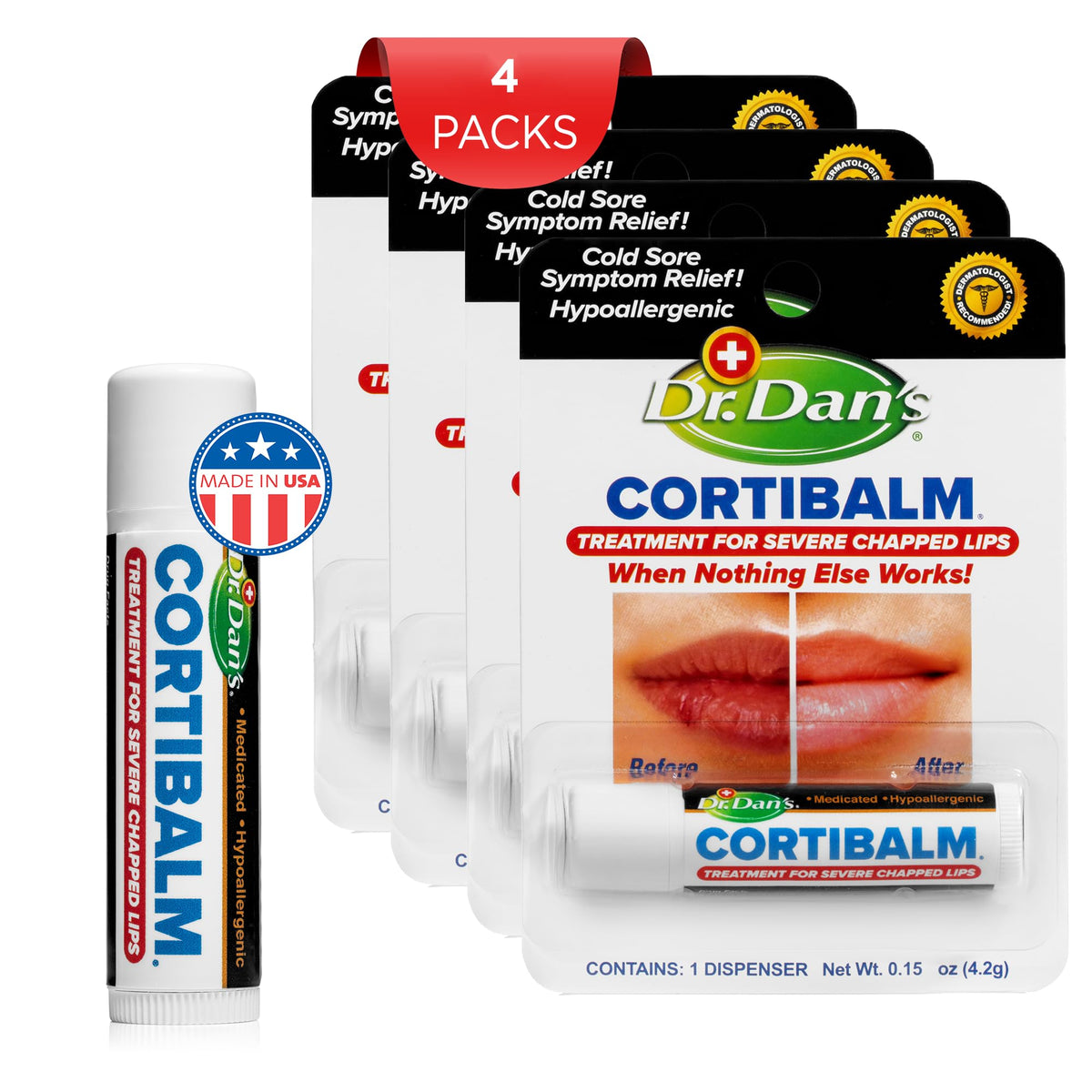 Baume à lèvres Dr. Dan's Cortibalm ouvert montrant sa texture