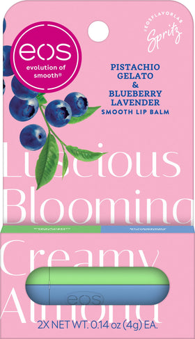 Baume à lèvres eos Pistache Gelato et Lavande Myrtille en vue de face