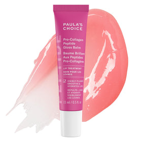 Baume à lèvres gloss Pro-Collagène Peptides Paula's Choice, vue avant, couleur rose transparent.