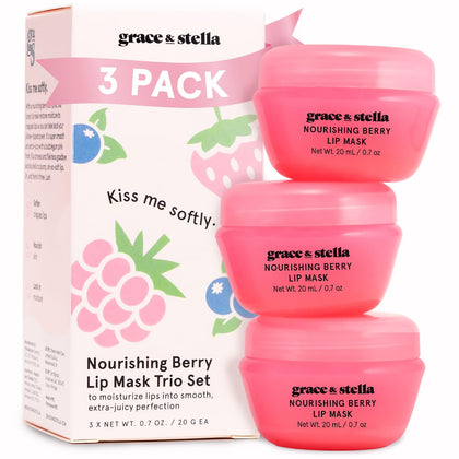 Baume à lèvres grace & stella pack de 3 avec packaging coloré