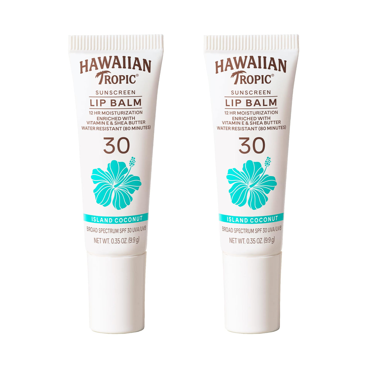 Baume à lèvres Hawaiian Tropic Coco SPF 30 avant et arrière