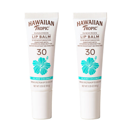 Baume à lèvres Hawaiian Tropic Coco SPF 30 avant et arrière