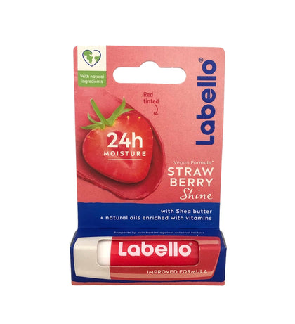 Baume à lèvres Labello Fraise 18g vue de face avec emballage