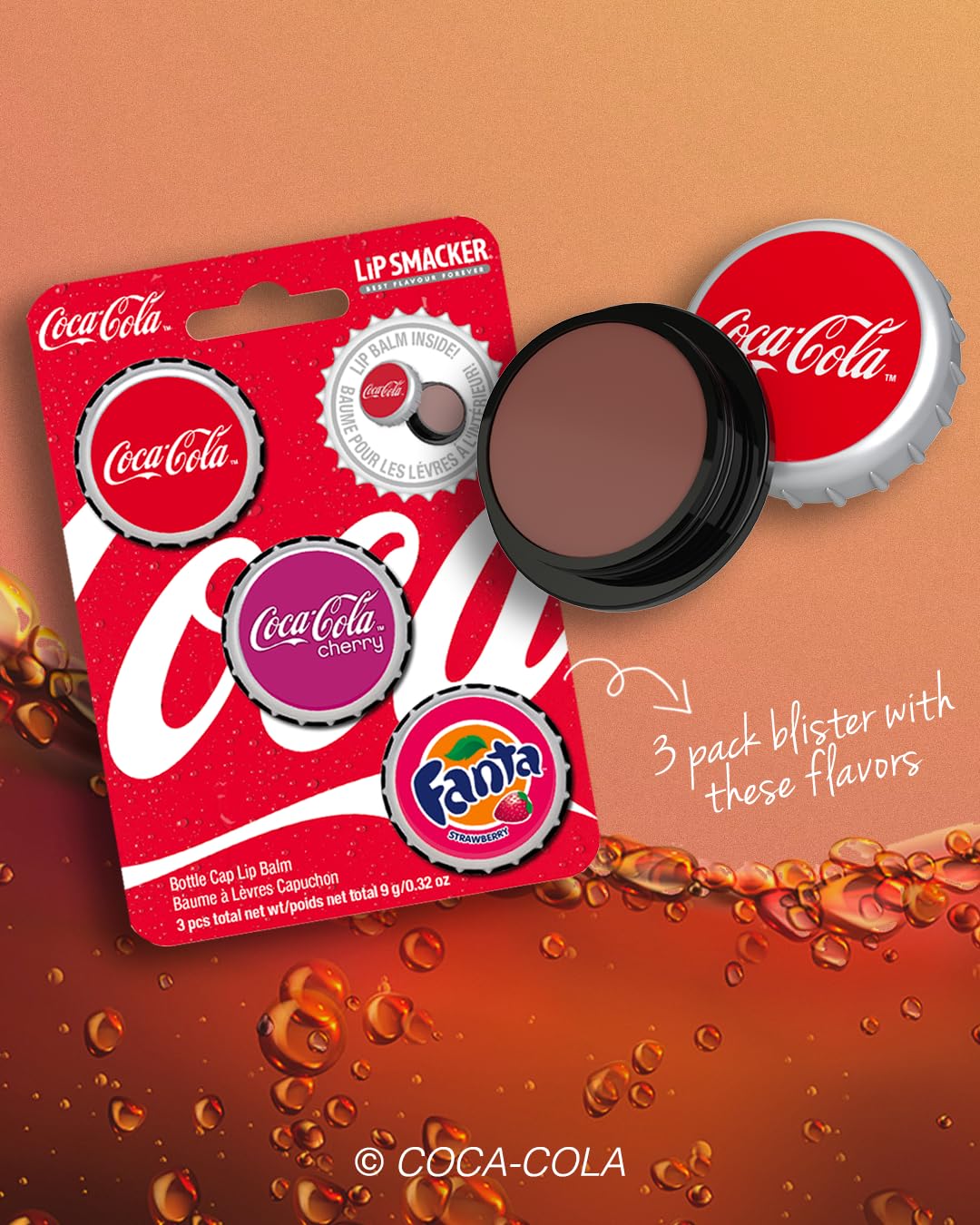 Baume à lèvres Lip Smacker Coca-Cola ouvert avec bouchon
