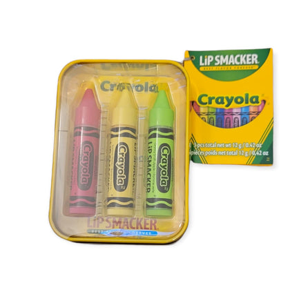 Baume à lèvres Lip Smacker Crayola 3 pièces dans un étui coloré