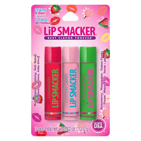 Baume à lèvres Lip Smacker trio avec saveurs fraise, pastèque et bonbon