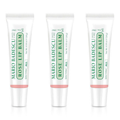 Baume à lèvres rose Mario Badescu tube avant avec parfum de rose