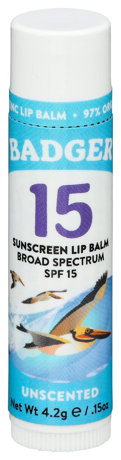 Baume à Lèvres Solaire Badger SPF 15 vue avant