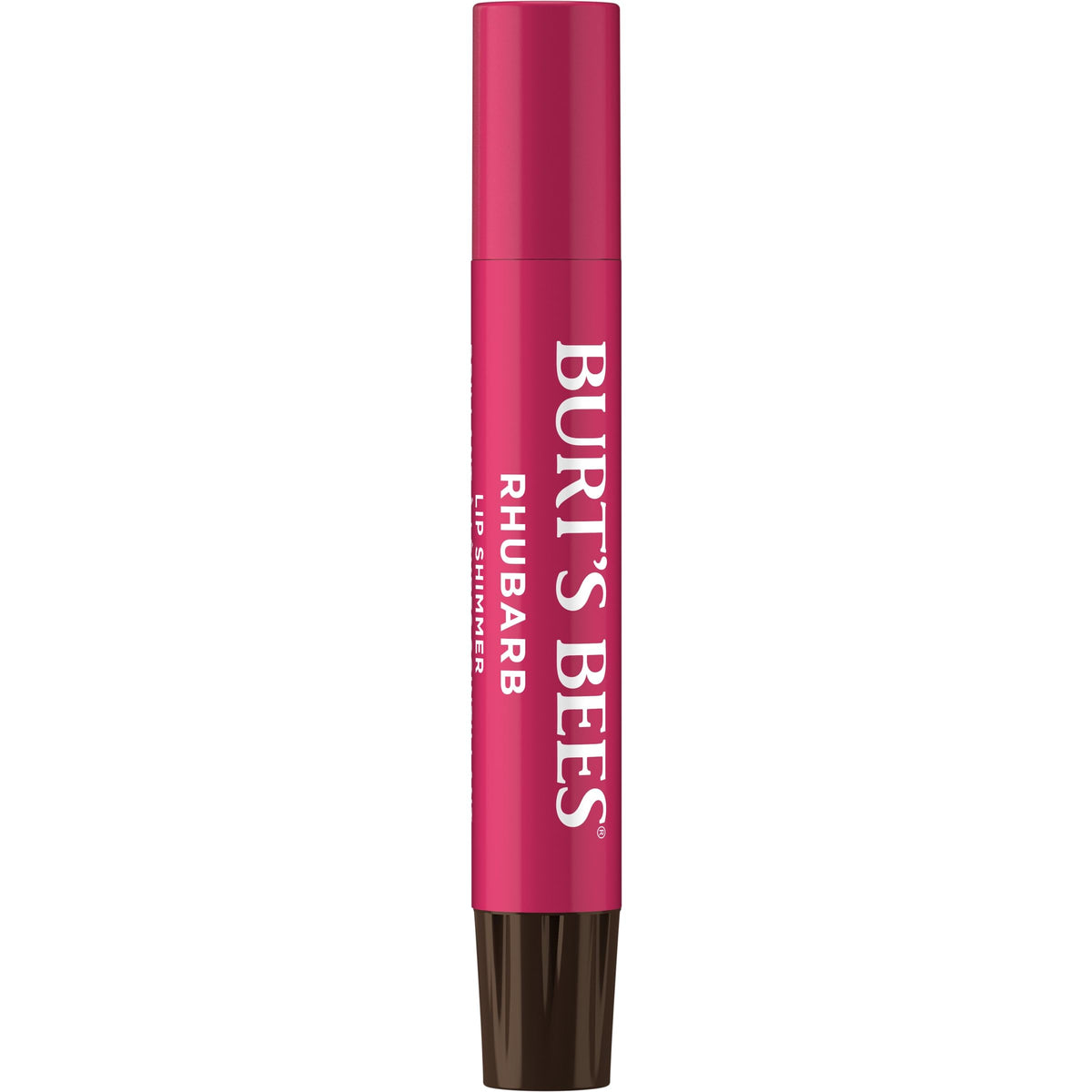 Baume à lèvres teinté Burt's Bees en couleur rhubarbe, vue de face
