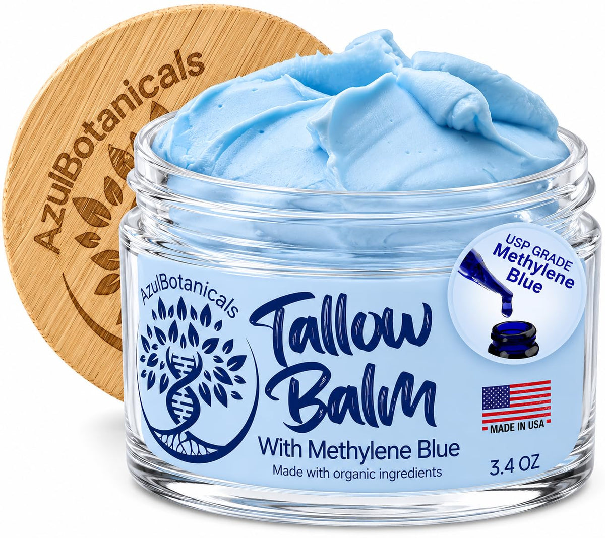 Baume au tallow de boeuf fouetté AzulBotanicals 308g vue de face