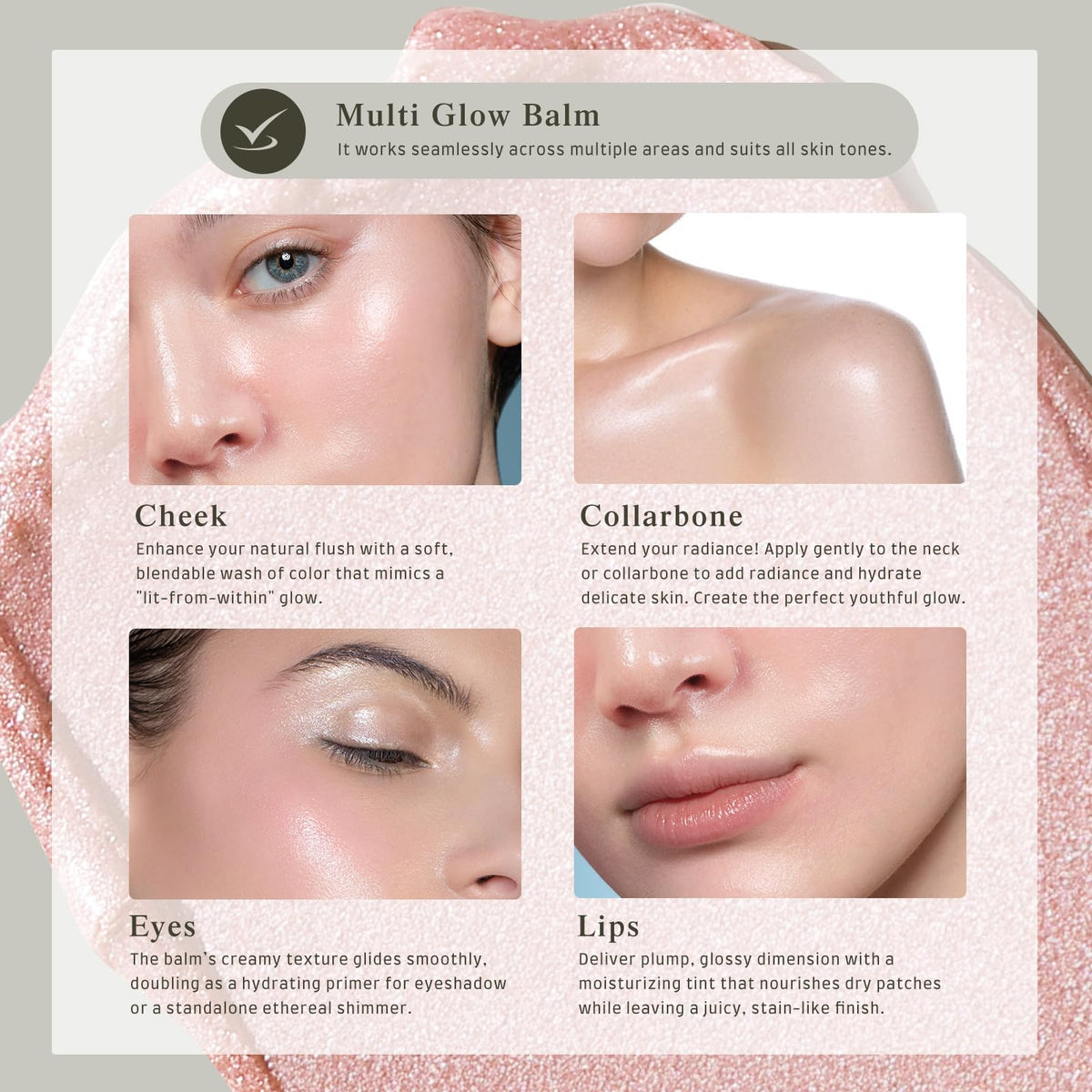 baume crème bayfree Multi Glow Balm sur lèvres et joues