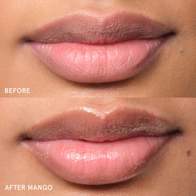 Baume Glossier Balm Dotcom teinté mangue avec cuticules