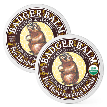 Baume réparateur Badger 168g, vue de l'avant dans un étui en métal