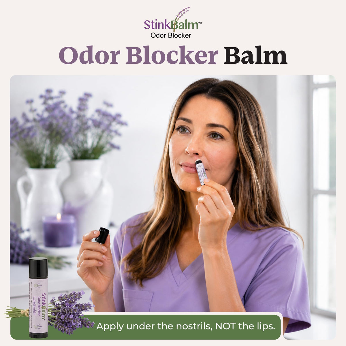 Baume StinkBalm Lavande application sous le nez