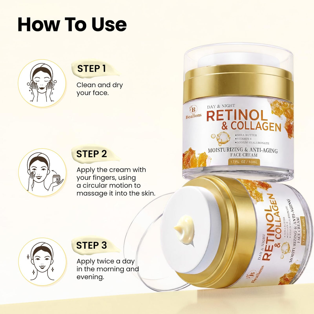 Bealions Crème au Rétinol mise en scène sur une coiffeuse