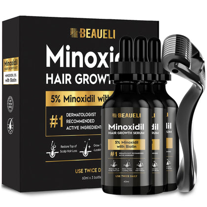 beaueli kit de croissance de barbe avec trois flacons de 60 mL