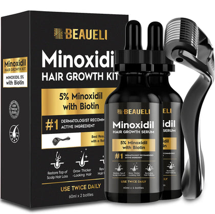beaueli kit de croissance de barbe minoxidil 5% 60ml avant et après
