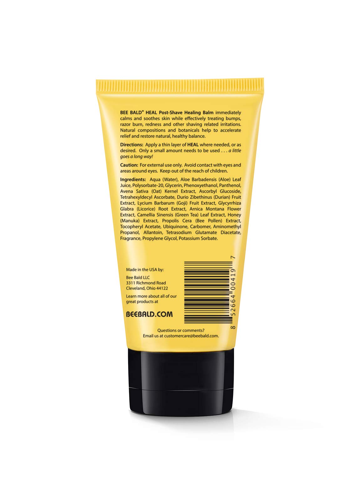 Bee Bald HEAL Baume Après-Rasage 2 fl oz ouvert avec application sur la peau