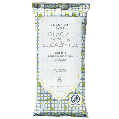 Beekman 1802 Lingettes Visage au Lait de Chèvre Menthe Glaciaire paquet avant