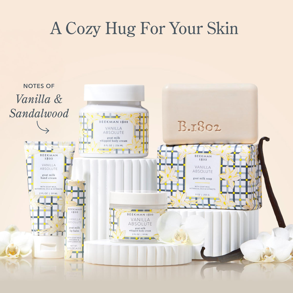 Beekman 1802 Lingettes Visage Lait de Chèvre Vanille texture de la lingette
