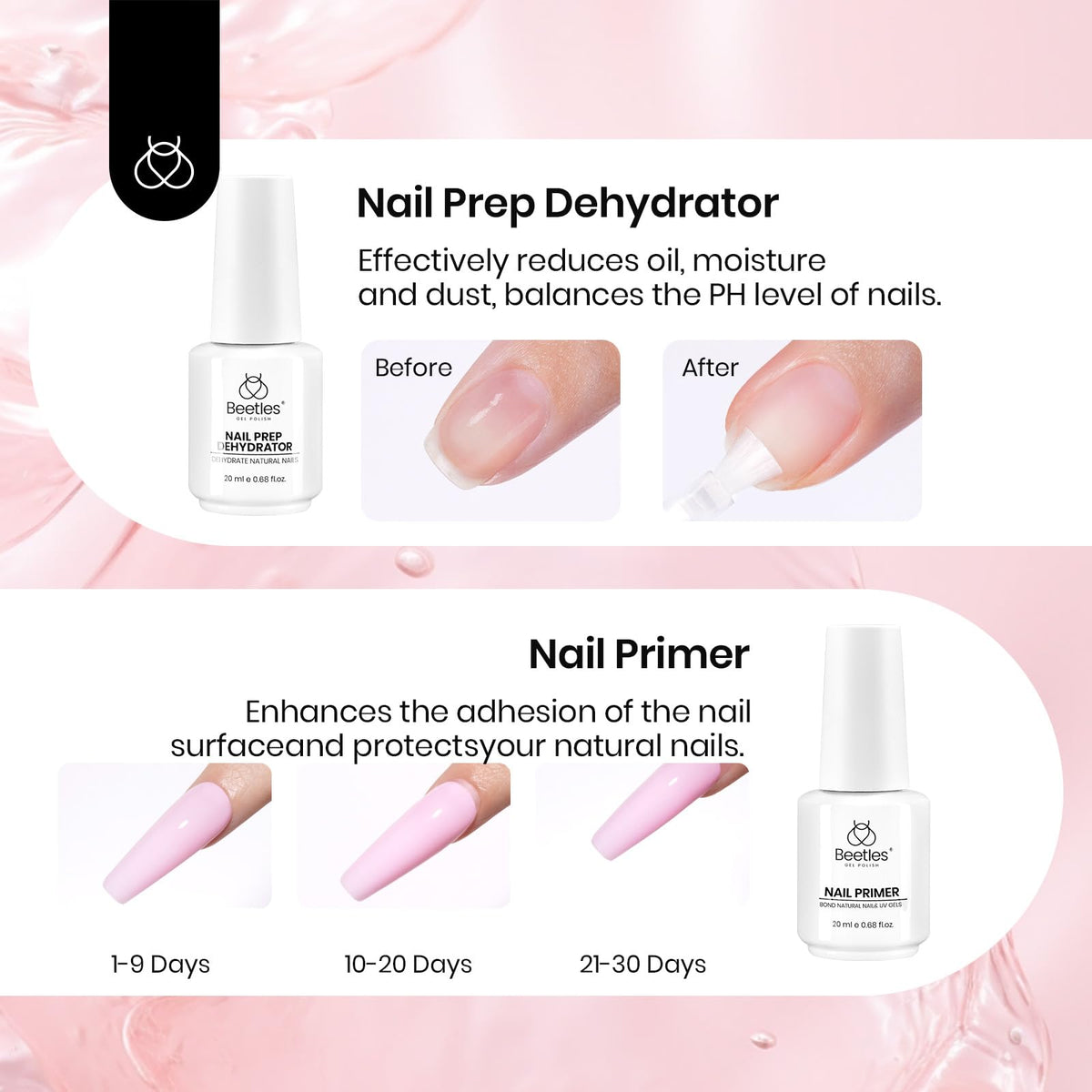 beetles déshydrateur et primer 20ml avec accessoires de soin des ongles