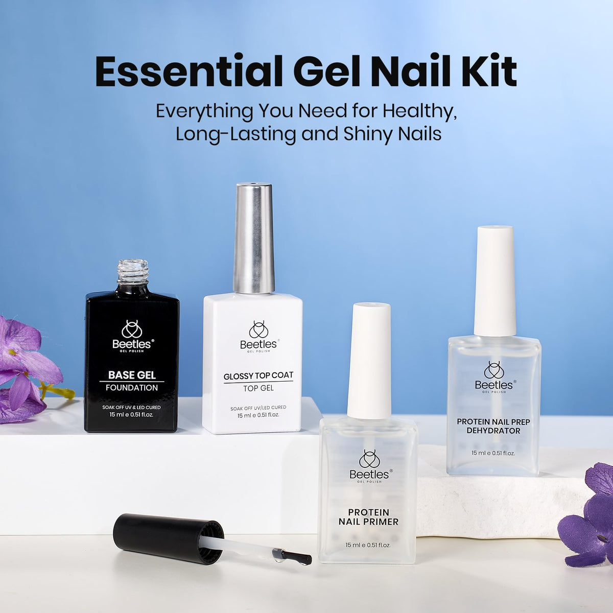 beetles Gel Base et Top Coat 15ml sur fond blanc