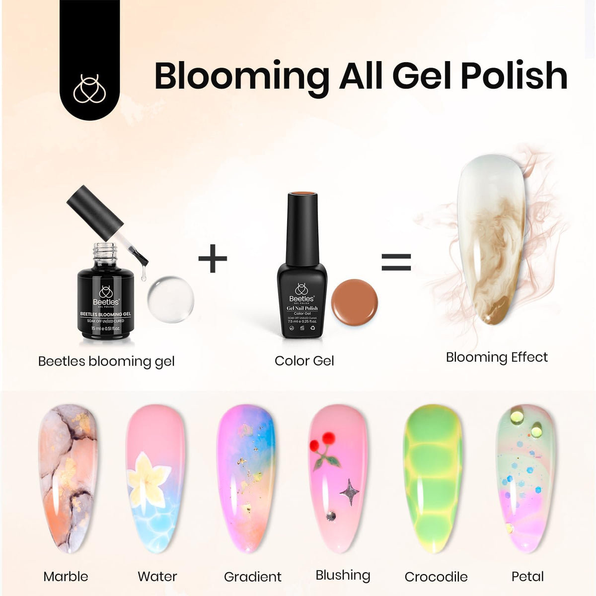 beetles Gel Blooming échantillons de design d'ongles