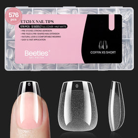 Beetles Gel Nail Tips Extra Short Coffin 576Pcs packaging view