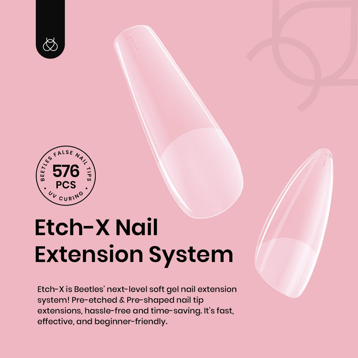 Beetles Gel Nail Tips Extra Short Coffin individual nail tips display