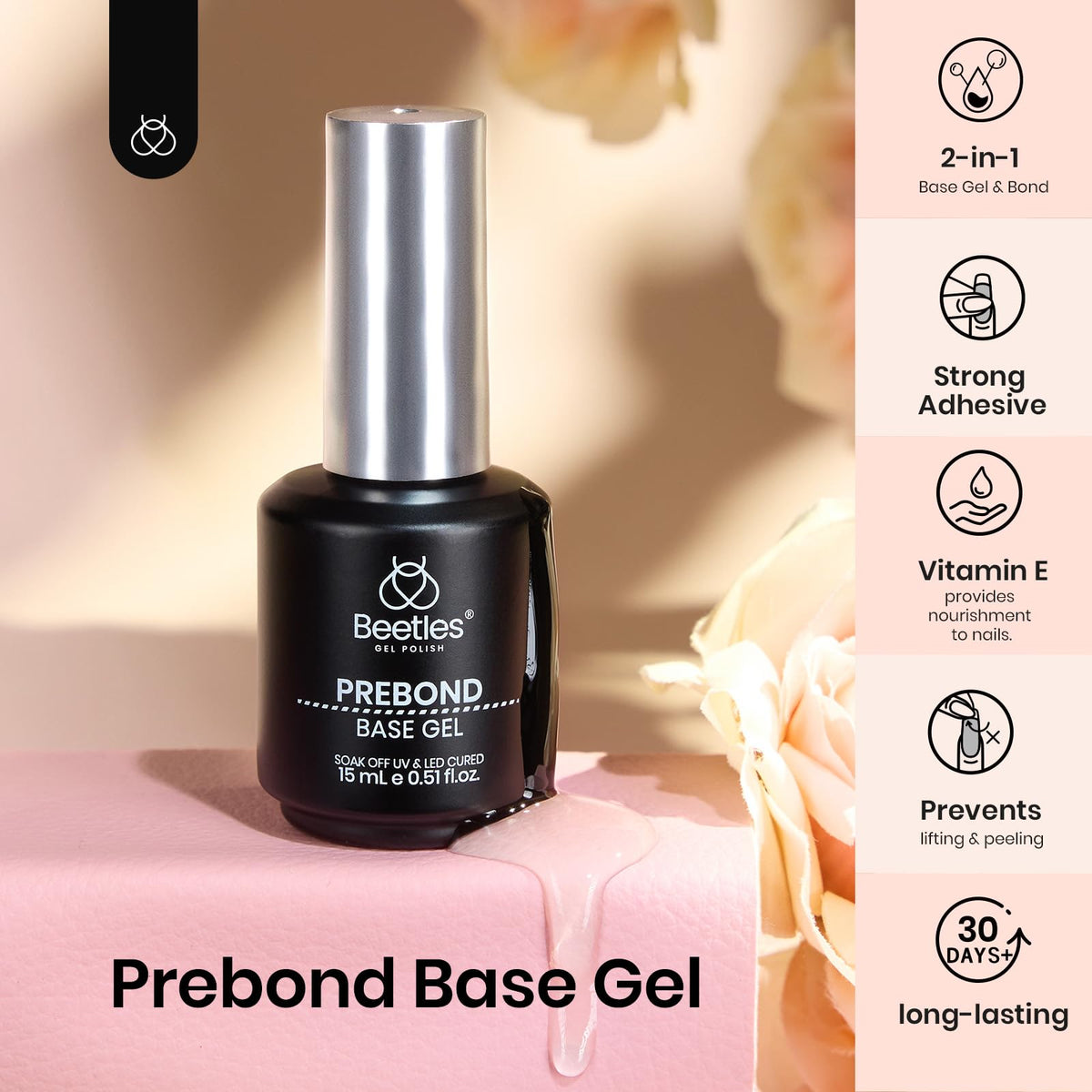 beetles Gel Polish Base Coat 15ml application sur des ongles