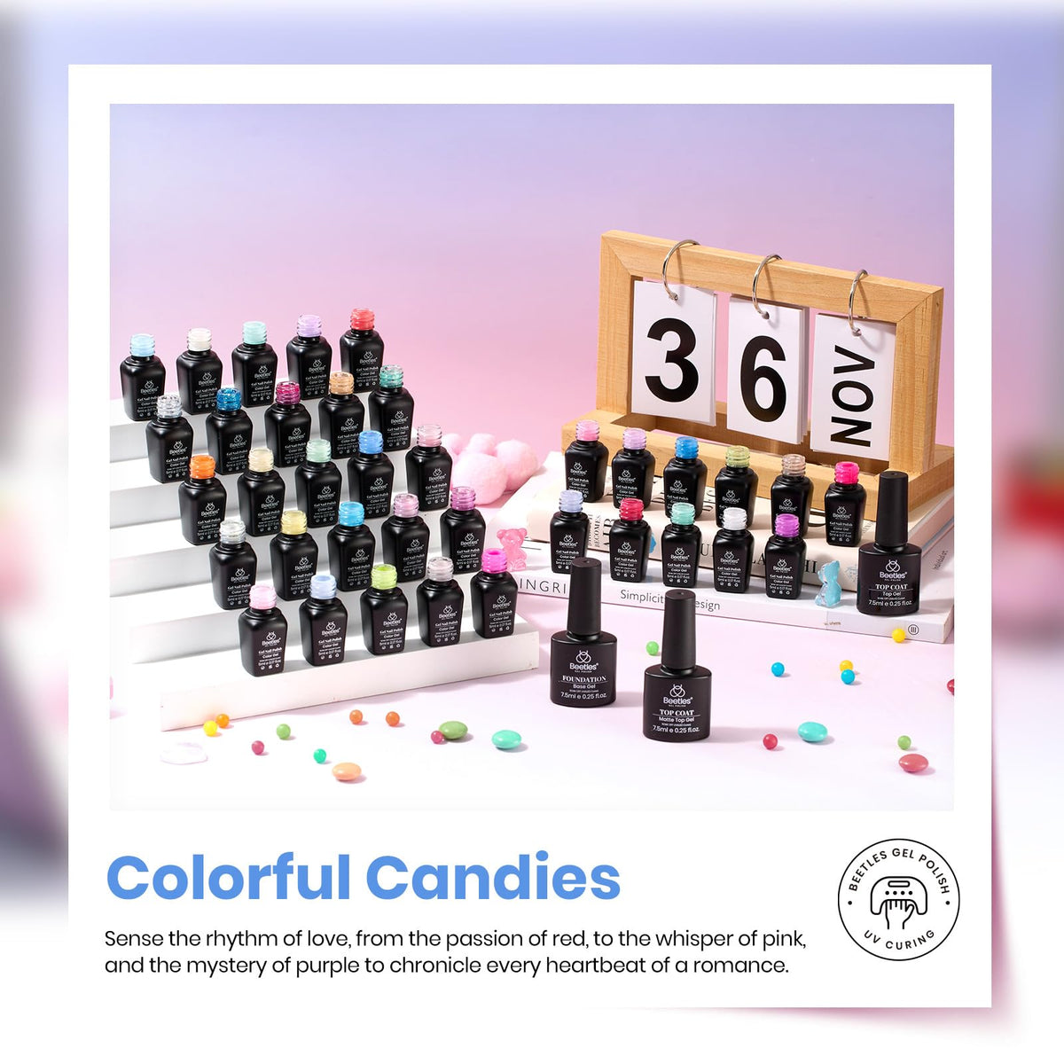 beetles Gel Polish Kit 39Pcs base coat et top coat inclus