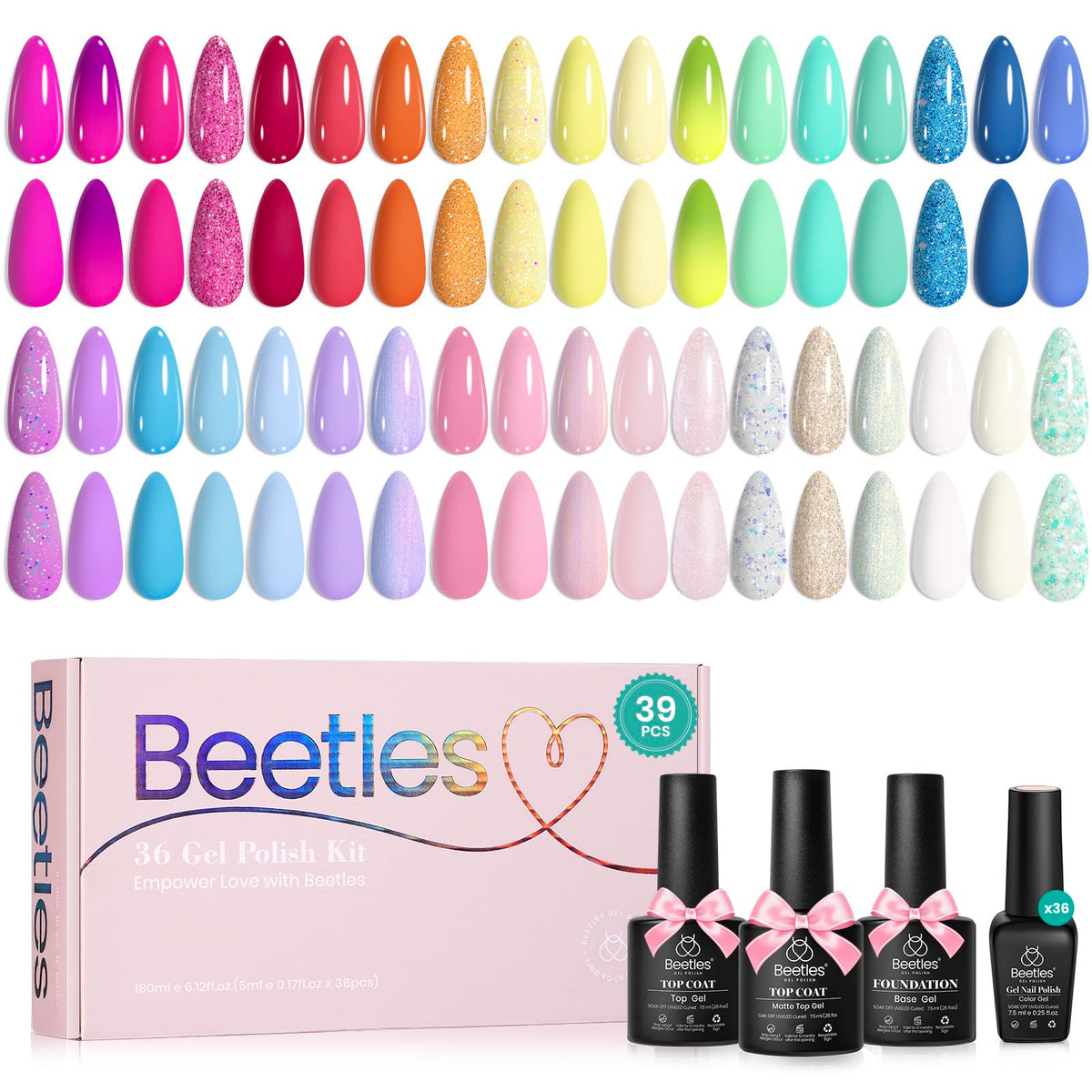 beetles Gel Polish Kit 39Pcs ensemble de vernis à ongles colorés