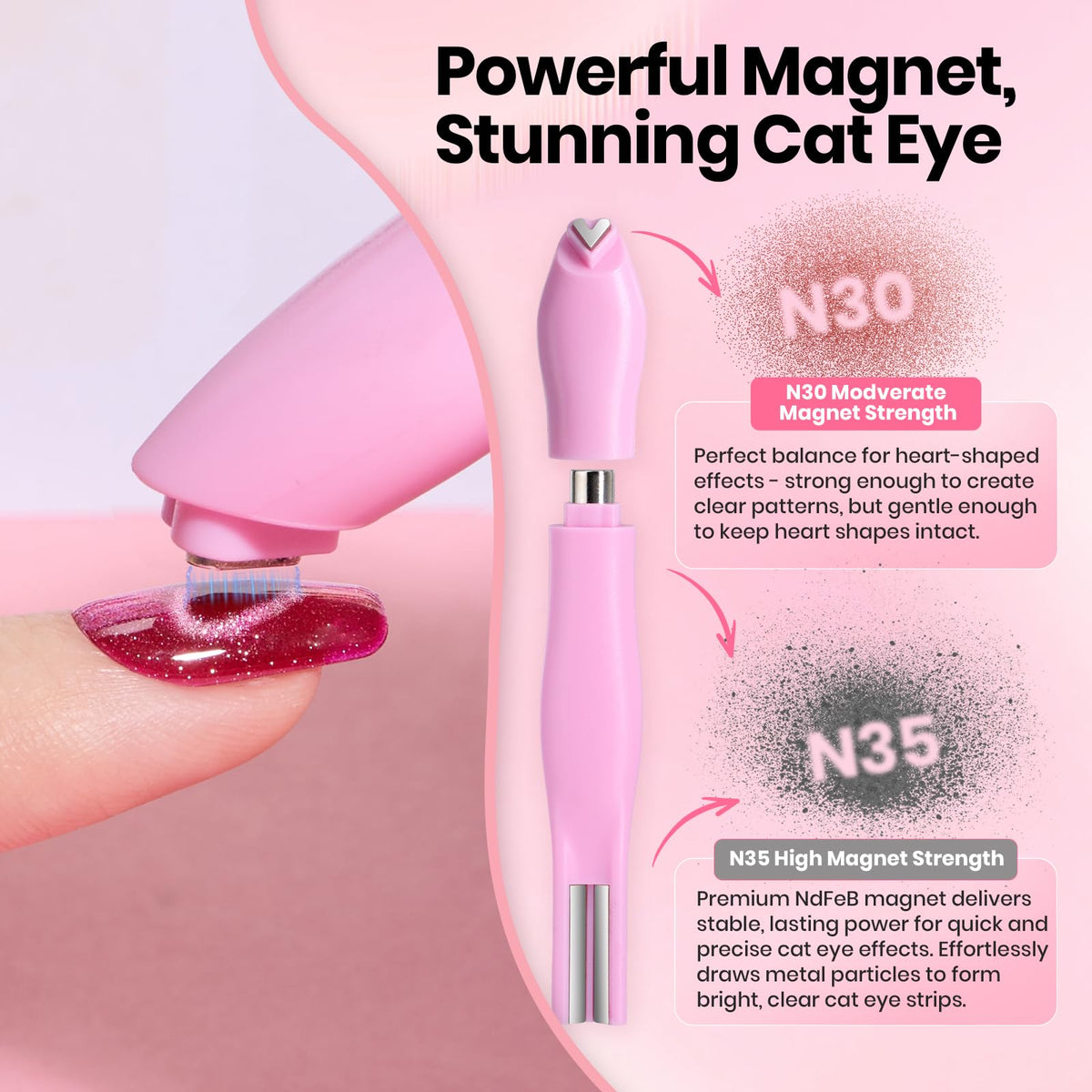 beetles Gel Polish magnet 3 en 1 sur fond blanc avec accessoires de manucure