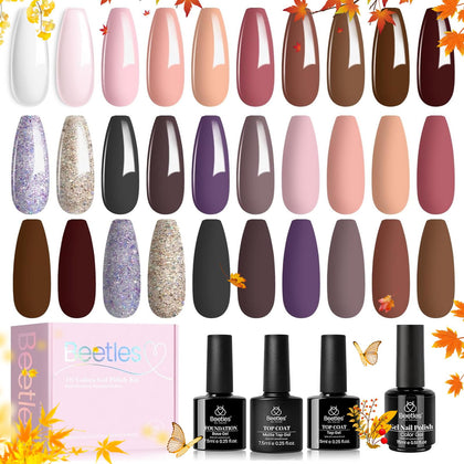 beetles Gel Polish Set 16 couleurs vue de face avec flacons