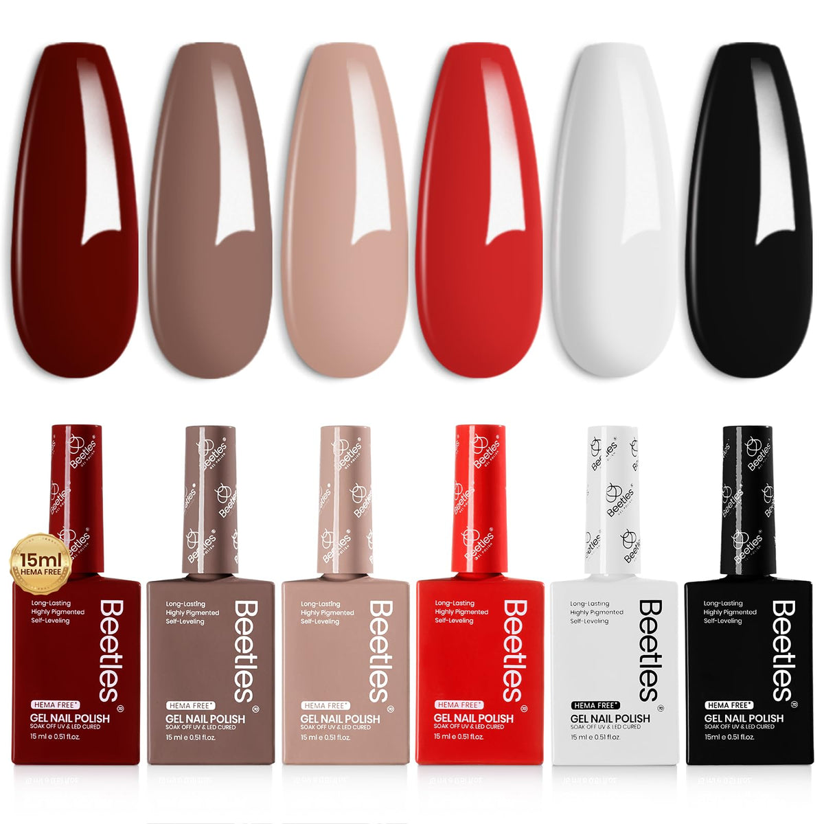 beetles Gel Polish Set 6 couleurs HEMA-free en vue de face
