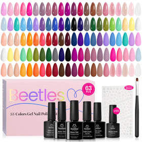 Beetles Gel Polish Set 63 PCS avec 55 couleurs de vernis à ongles