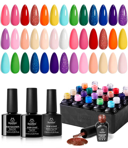 beetles Gel Polish Set avec 20 flacons de vernis gel colorés