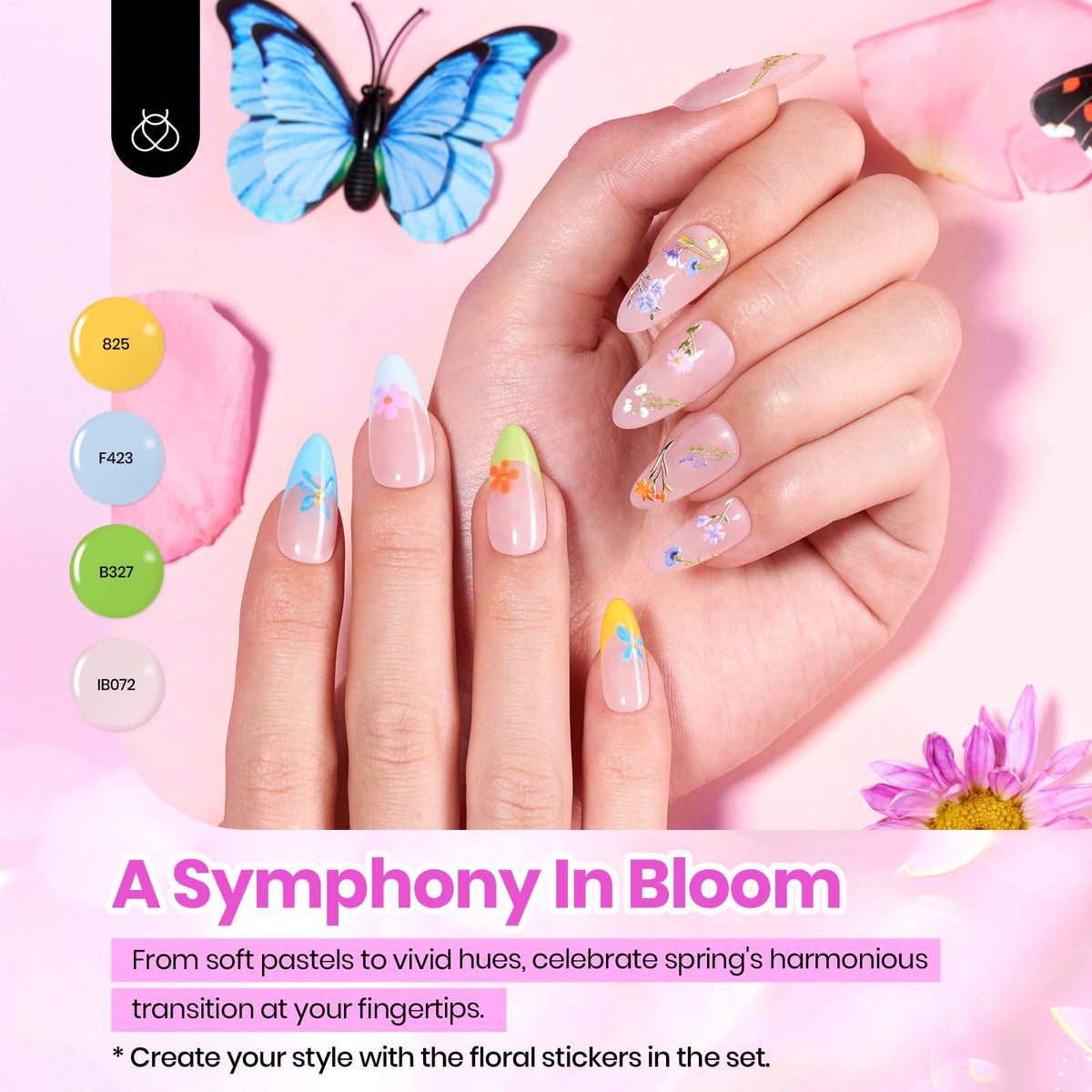 beetles Gel Polish Set avec autocollants floraux inclus